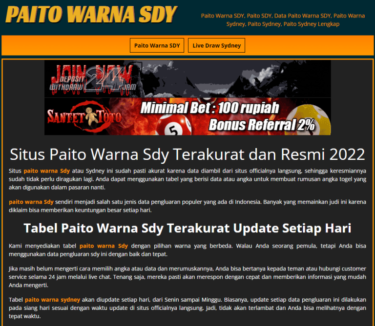 Paito Warna Sdy Terlengkap 2023